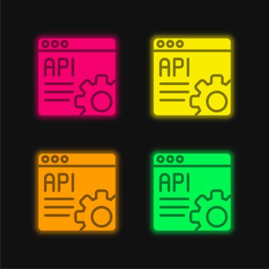 Api four color glowing neon vector icon clipart