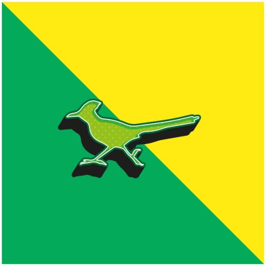 Bird Roadrunner Shape Green and yellow modern 3d vector icon logo clipart