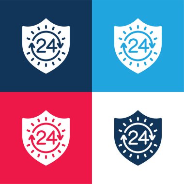 24 Saat mavi ve kırmızı dört renk en az simge kümesi