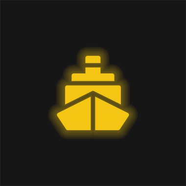 Boat yellow glowing neon icon clipart