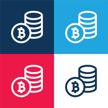 Bitcoin Sembolü mavi ve kırmızı En az dört renk simgesi