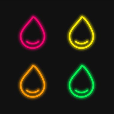 Büyük Su Damlası 4 renkli parlak neon vektör simgesi