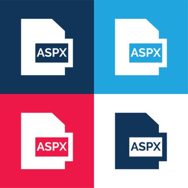 Aspx mavi ve kırmızı dört renk minimal simge kümesi
