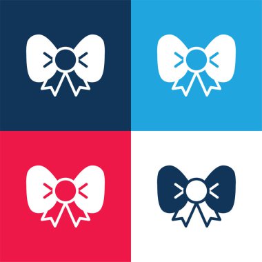 Baş mavi ve kırmızı dört renk minimal simge kümesi