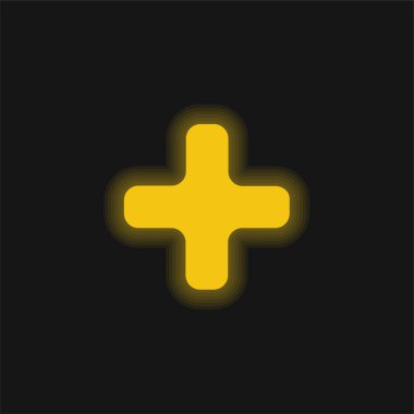 Siyah Artı Sarı Parlayan neon simgesi