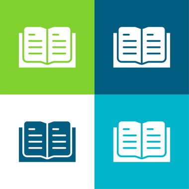 Kitap Düz 4 renk minimal simgesi seti