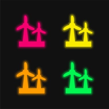 Air Turbine four color glowing neon vector icon clipart
