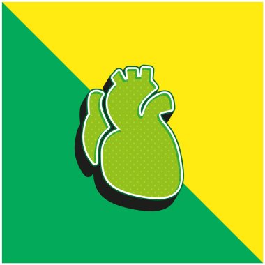 Anatomic Heart Green and yellow modern 3d vector icon logo clipart