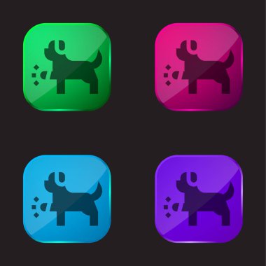 Animal four color glass button icon clipart