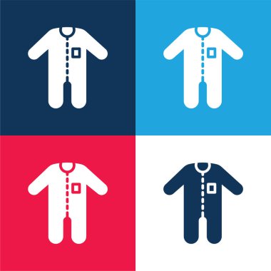 Body blue and red four color minimal icon set clipart