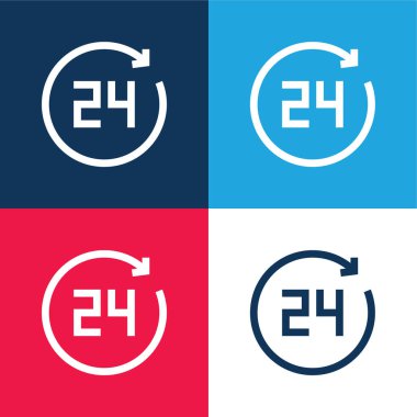 24 Saat mavi ve kırmızı dört renk en az simge kümesi