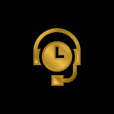 24 Saat Altın kaplama metalik simge veya logo vektörünü destekle