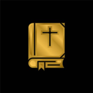 İncil altın kaplamalı metalik simge veya logo vektörü