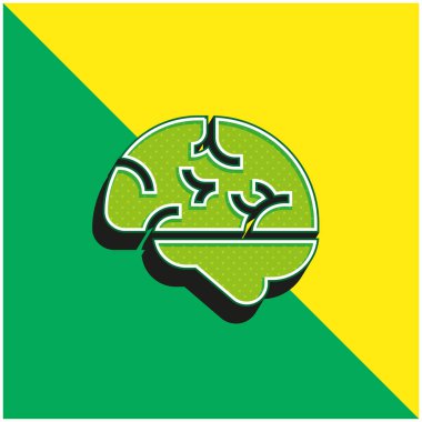 Beyin Yeşili ve Sarı Modern 3D vektör simgesi logosu