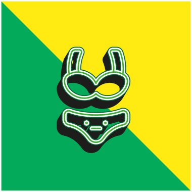 Bikini Yeşil ve sarı modern 3d vektör simgesi logosu