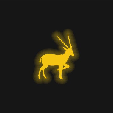 Antelope Silhouette From Side View yellow glowing neon icon clipart