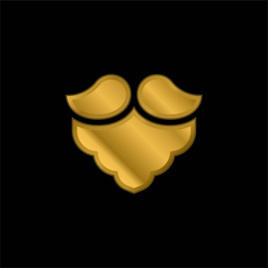 Sakallı altın kaplama metalik simge veya logo vektörü
