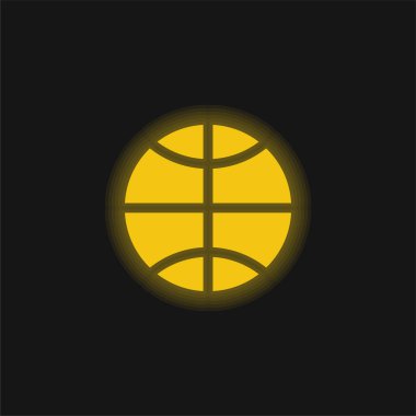 Basketbol sarı parlak neon simgesi