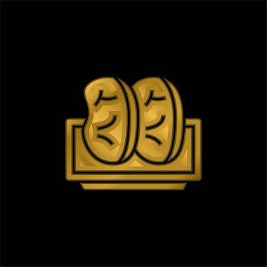 Pastırma altın kaplama metalik simge veya logo vektörü