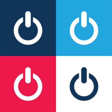 Big Power Button blue and red four color minimal icon set clipart
