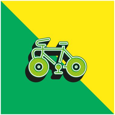 Bisiklet Yeşil ve Sarı 3D vektör simgesi