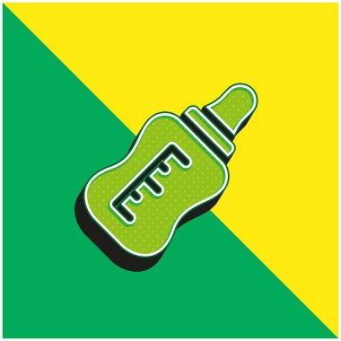 Bebek Şişe Yeşil ve Sarı 3D vektör simgesi logosu