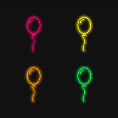 Dört renkli balon parlayan neon vektör simgesi