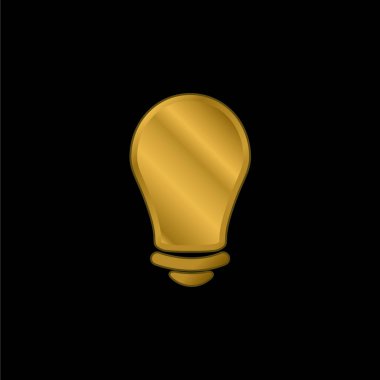 Black Lightbulb gold plated metalic icon or logo vector clipart
