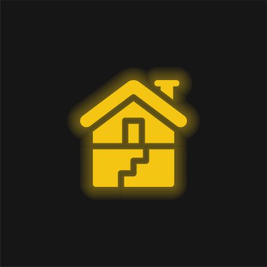 Basement yellow glowing neon icon clipart