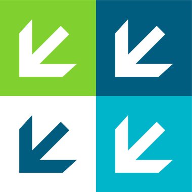 Sol Aşağı Oku Gösterme Düz Düz Dört Renk minimal simgesi seti