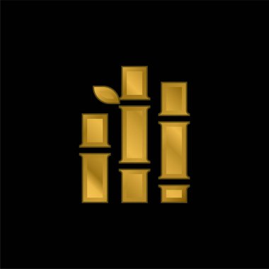 Bambu altın kaplama metalik simge veya logo vektörü