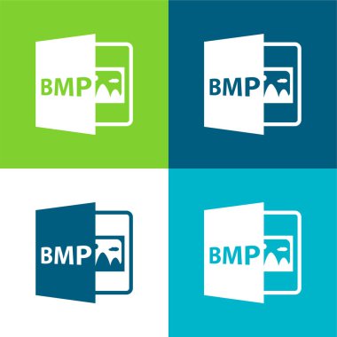 BMP Dosya Biçimini Aç Düz 4 renk simgesi seti