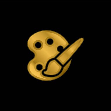 Art Palette altın kaplama metalik simge veya logo vektörü