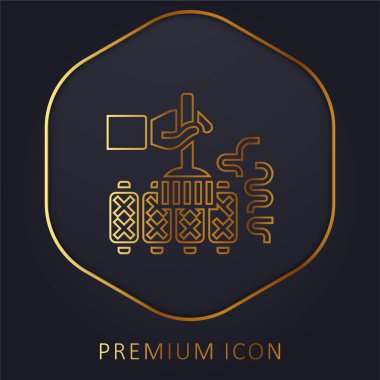 Fırça fırçası altın çizgi prim logosu veya simgesi