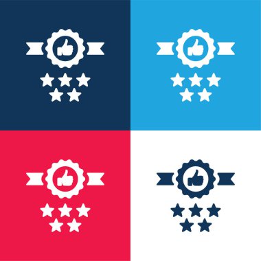 Rozet mavi ve kırmızı dört renk minimal simge kümesi