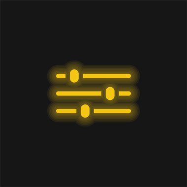 Ayarlama sarı parlak neon simgesi
