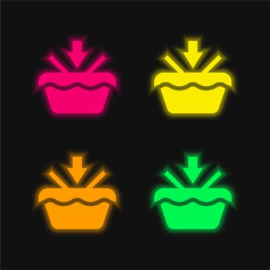 Add To Basket four color glowing neon vector icon clipart
