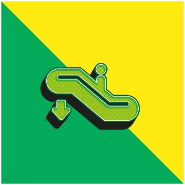 Aşağıdaki havaalanı Yeşil ve sarı 3D vektör simgesi