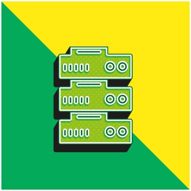 Büyük Veri Yeşili ve Sarı 3D vektör simgesi logosu