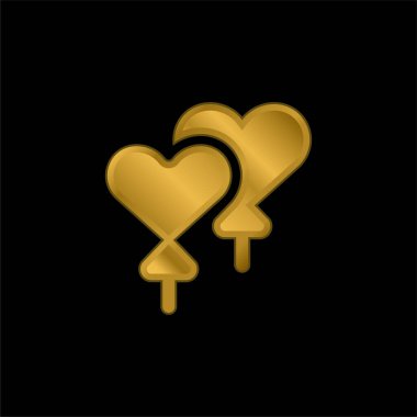 Balonlar altın kaplama metalik simge veya logo vektörü