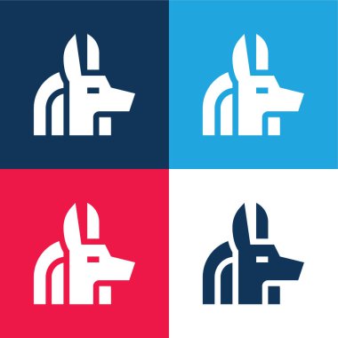 Anubis blue and red four color minimal icon set clipart