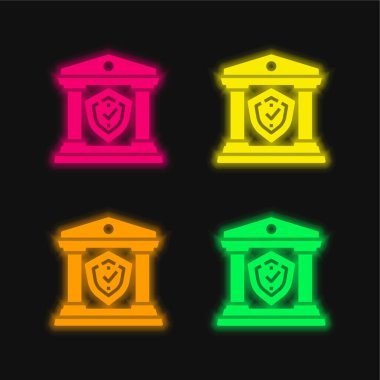 Dört renk parlayan neon vektör simgesi banklanıyor