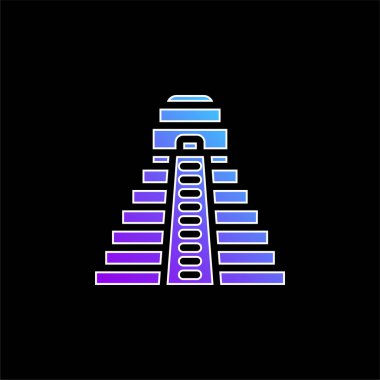 Aztec Pyramid blue gradient vector icon clipart