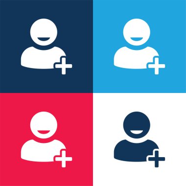 Arayüzün Kullanıcı Sembolü Mavi ve Kırmızı 4 renk minimal simgesi seti ekle