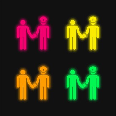Bribery four color glowing neon vector icon clipart