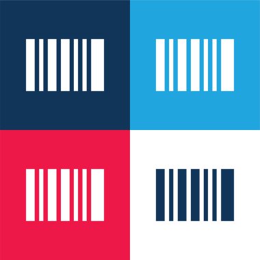 Bar Code blue and red four color minimal icon set clipart