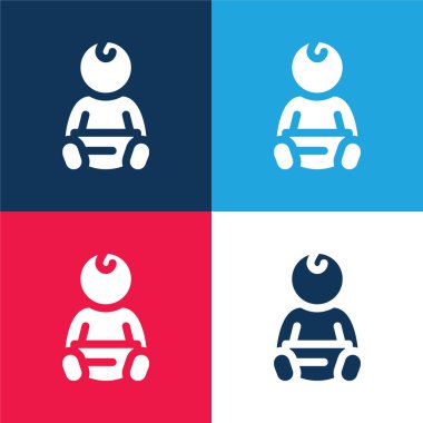 Bebek mavisi ve kırmızı dört renk simgesi seti