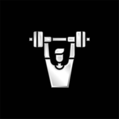 Barbell silver plated metallic icon clipart