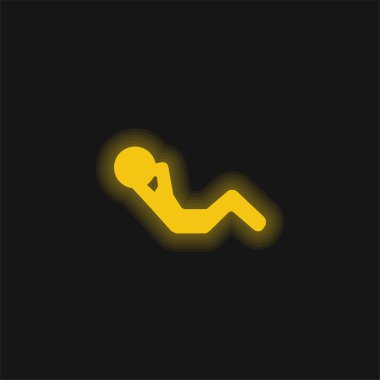 Karın egzersizi sarı parlayan neon simgesi
