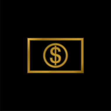 Big Dollar Bill gold plated metalic icon or logo vector clipart